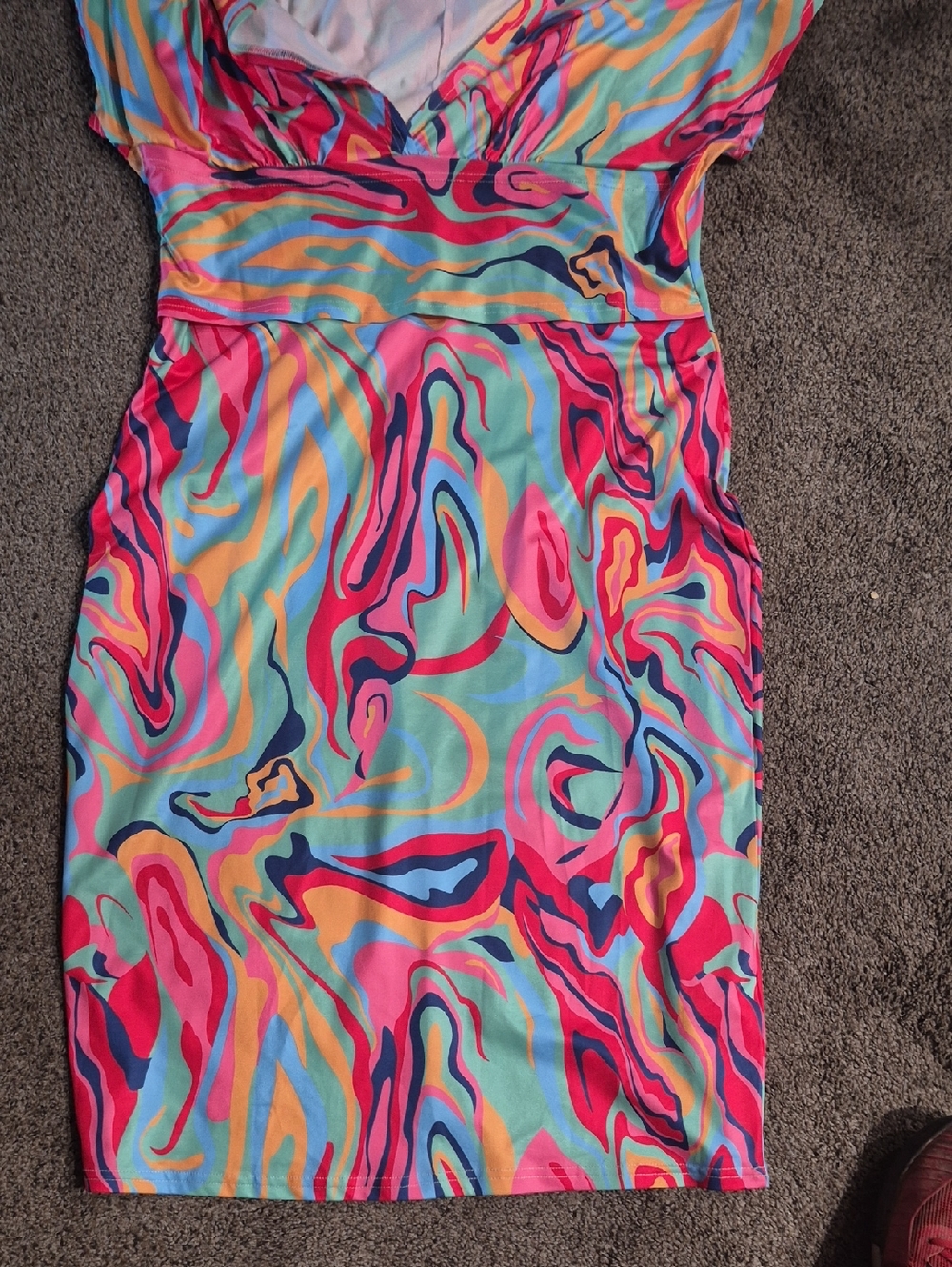 SHEIN Curve Multicolor Abstract Print Dress